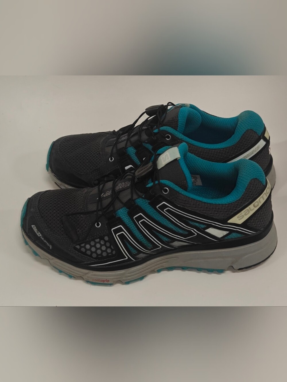 Salomon X Mission 3CS Womens Trail Running Shoes Size 8 BlackTealGray No Insoles